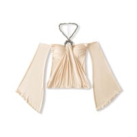 Sexy halter neck bra pad with heavy rhinestones short tube top - Thumbnail 4
