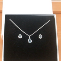 BOXED GIFT SET/Sterling Silver Blue Topaz Teardrop Pendant & Chain/Blue Topaz Necklace/Topaz Jewellery/Topaz Jewelry/November Birthstone/UK - Thumbnail 9