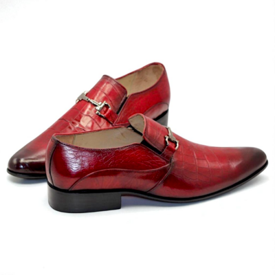 Crafted Leather Classic Red Crocodile/Alligator Leather Loafers Dress Shoes
