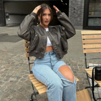 Women’s Vintage Washed Leather Jacket - Thumbnail 3