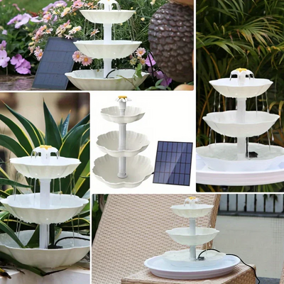 3 tiered bird bath with 2.5w solar pump, diy solar fountain detachable and suitable for bird bath, garden decoration, outdoor bird feeder