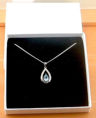 BOXED GIFT/Sterling Silver Blue Topaz Teardrop Pendant & Chain/Blue Topaz Necklace/Topaz Jewellery/Topaz Jewelry/November Birthstone/UK