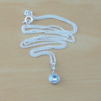 BOXED GIFT/Sterling Silver Blue Topaz Gemstone Pendant & Chain/Blue Topaz Necklace/Blue Topaz Jewellery/Blue Topaz Jewelry/Topaz Necklace/UK - Thumbnail 2