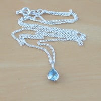 BOXED GIFT/Sterling Silver Blue Topaz Teardrop Pendant & Chain/Blue Topaz Necklace/Topaz Jewellery/Topaz Jewelry/November birthstone/UK - Thumbnail 2