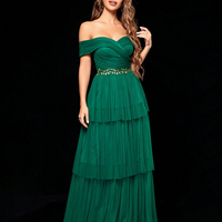 Line collar irregular three-dimensional embroidered multi-layer gauze long dress - Thumbnail 2