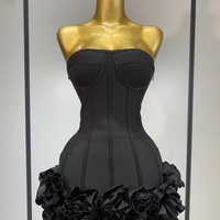 V-Neck Backless Cross Pleated Evening Gown – Three-Dimensional Flower Design - Thumbnail 7