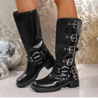 Thick Heel Retro Gothic Fashion Boots - Thumbnail 7