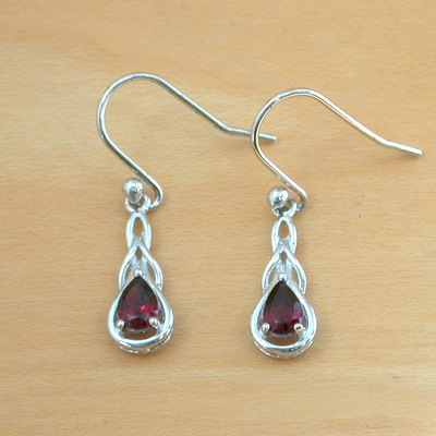 925 garnet earrings/sterling silver garnet earrings/garnet jewelry/garnet jewellery/garnet jewelery/red gemstone earrings/january birthstone - Thumbnail 5