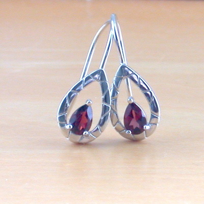Sterling silver garnet hook earrings/garnet earrings/garnet jewellery/garnet jewelry/gemstone earrings/uk
