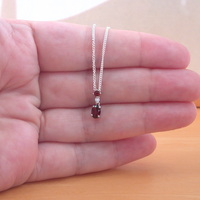 BOXED GIFT SET/Sterling Silver Garnet & Cz Pendant & Chain/Garnet Necklace/Garnet Jewellery/Garnet Jewelry/Garnet Earrings/UK - Thumbnail 7