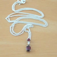 BOXED GIFT SET/Sterling Silver Garnet & Cz Pendant & Chain/Garnet Necklace/Garnet Jewellery/Garnet Jewelry/Garnet Earrings/UK - Thumbnail 2