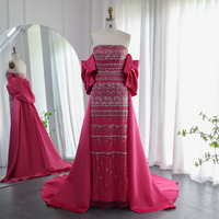  Luxury Dubai Sage Green Evening Dresses with Cape - Thumbnail 2