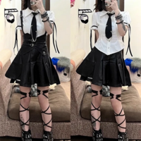 PU Leather Rivet Buckle Design Gothic Shoes - Thumbnail 4