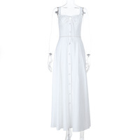 U-neck splicing drawstring strap hot girl waist hollow suspender dress - Thumbnail 6