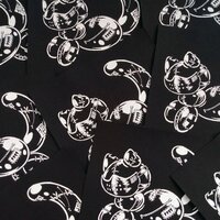 NEW! Patched-up Balloon Cat with Muzzle Mask Goth Punk Patches - Thumbnail 2