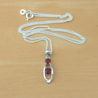 BOXED GIFT/Garnet Pendant & 18" Silver Chain/Garnet Necklace/Red Garnet Jewellery/Garnet Jewelry/Garnet Jewelery/January Birthstone/UK - Thumbnail 2