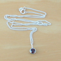 BOXED GIFT/Sterling Silver Garnet Circle Pendant & Chain/Garnet Necklace/Garnet Jewellery/Garnet Jewelry/Gemstone Necklace/UK - Thumbnail 2