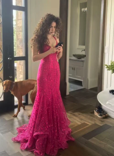New Arrive Mermaid Hot Pink Prom Dress Long Party Dress 