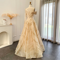  Luxury Dubai Ball Gown Gold Evening Dress for Women - Thumbnail 7
