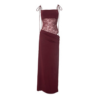 Lace-Panel Half-High Neck Slim-Fit Transparent Sexy Dress - Thumbnail 1