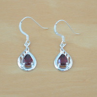 BOXED GIFT/Sterling Silver Garnet Drop Earrings/Garnet Gemstone Earrings/Garnet Jewellery/Garnet Jewelry/Silver Garnet Earrings/UK - Thumbnail 1