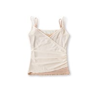 Contrast color fake two-piece lace splicing mesh camisole - Thumbnail 2
