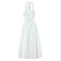 Temperament embroidered bow sexy strappy backless halter neck tube top sundress dress - Thumbnail 1
