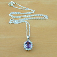BOXED GIFT/Sterling Silver Amethyst Pendant & Chain/Silver Amethyst Necklace UK/Amethyst Jewellery/Amethyst Jewelry/February Birthstone/UK - Thumbnail 2
