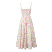 Floral Fishbone Lace-Up Suspender Top + Tube Top Holiday Style Dress Two-Piece Set - Thumbnail 1
