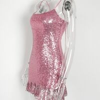 Nightclub Party Sequined Bodycon Open Back Suspender Dress - Thumbnail 6