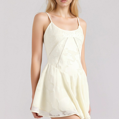 Lace suspender v-neck dress slim backless light dress party