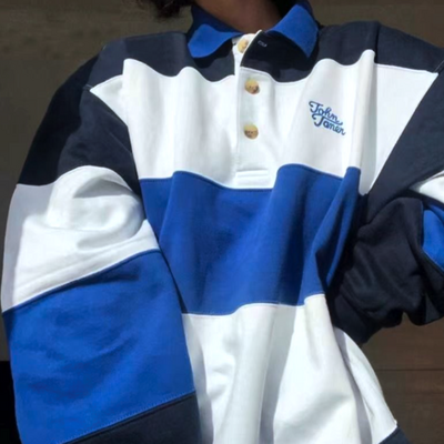 Retro stripe rugby sweatshirt