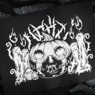 Jack-o-lantern with hannibal mask and candles horror patches - Thumbnail 1