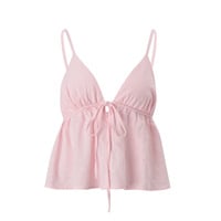 Sexy slim-fit camisole top low-cut backless lace-up hot girl vest - Thumbnail 2