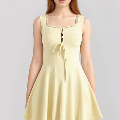 French style high-end solid color slim suspender dress short skirt