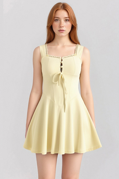 French style high-end solid color slim suspender dress short skirt