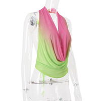 Sexy halterneck vest with gradient colorblocking - Thumbnail 3