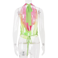 Sexy halterneck vest with gradient colorblocking - Thumbnail 5