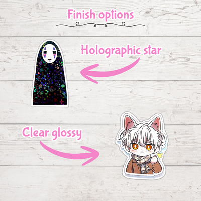 Blushing no-face sticker | glossy or holographic star | 3" vinyl 