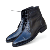 Crafted Leather Classic Men Black Leather Ankle High Lace up Boot - Thumbnail 1