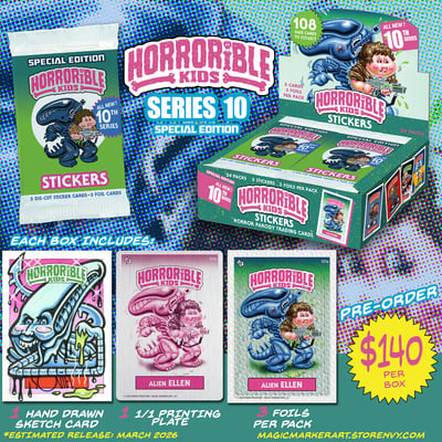 **4 BOX LIMIT FOR FIRST 24 HRS** PRE-ORDER Horrorible Kids - Series 10 Trading Cards - SPECIAL EDITION 24 Pack Box