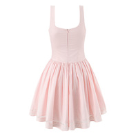 Girls' Bowknot Lace Patchwork Waist Short Skirt Female Pleated A-line Dress - Thumbnail 2