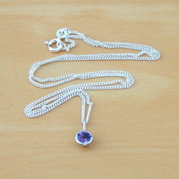 BOXED GIFT SET/Sterling Silver Amethyst Pendant & Chain/Amethyst Necklace/Amethyst Jewellery/Amethyst Jewelry/UK - Thumbnail 2