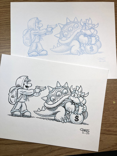 Mangione Luigi Parody Final Pen & Ink Original Art