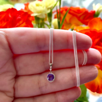 BOXED GIFT/Sterling Silver Amethyst Pendant & Chain/Amethyst Necklace/Amethyst Jewellery/Amethyst Jewelry/UK - Thumbnail 3