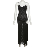 Slim fit fashionable and trendy slim waist slimming three-dimensional flower dress - Thumbnail 1