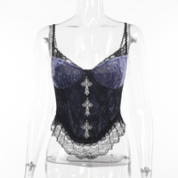 Temperament rose composite lace purple suspenders - Thumbnail 1