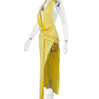 Sexy Temperament Long Dress with Tie-neck and Backless Ribbon - Thumbnail 1