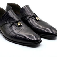 Crafted Leather Classic Black Crocodile Leather Tassel Loafers Dress Shoes - Thumbnail 2