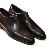 Crafted Leather Classic Men Wholecut Dark Brown Patina Leather Oxford Lace up Dress Shoes - Thumbnail 3